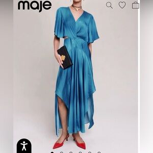 NWT Maje Asymmetrical Blue Dress
